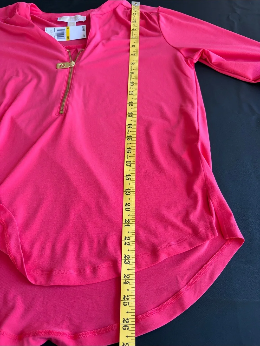 Michael Michael Kors Coral Pink Quarter Zip Long Sleeve Top Medium NWT